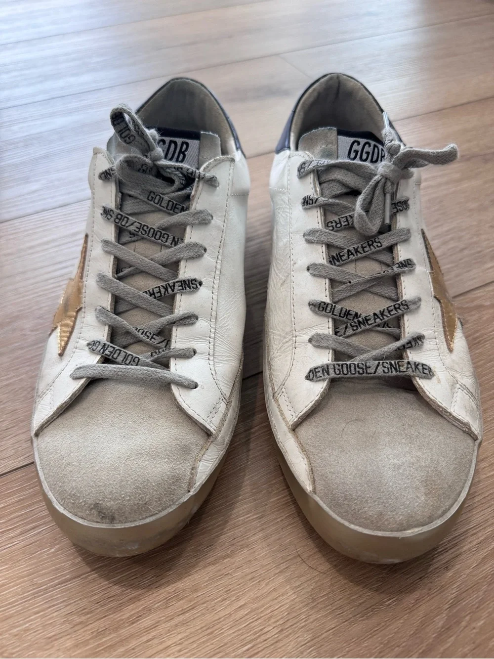 Golden Goose White Sneakers with Gold Star Accent - Picture 2 of 8